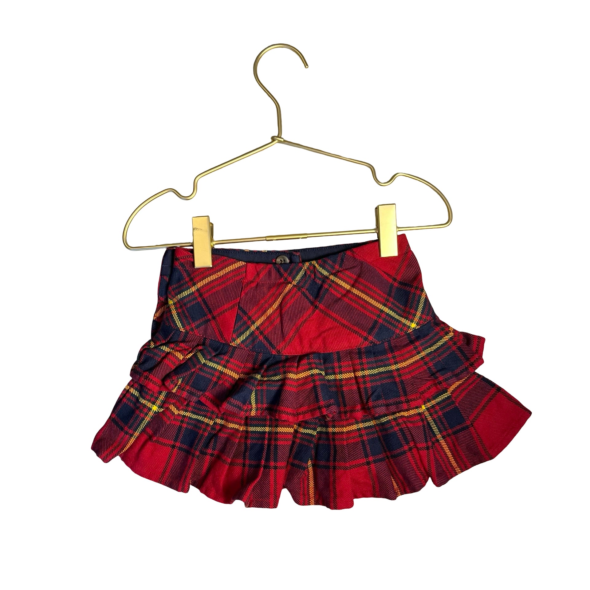 Ralph Lauren Red & Navy Plaid Pleated Skirt - Size 2