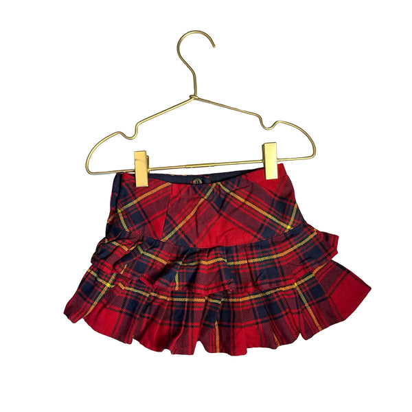 Ralph Lauren Red & Navy Plaid Pleated Skirt - Size 2