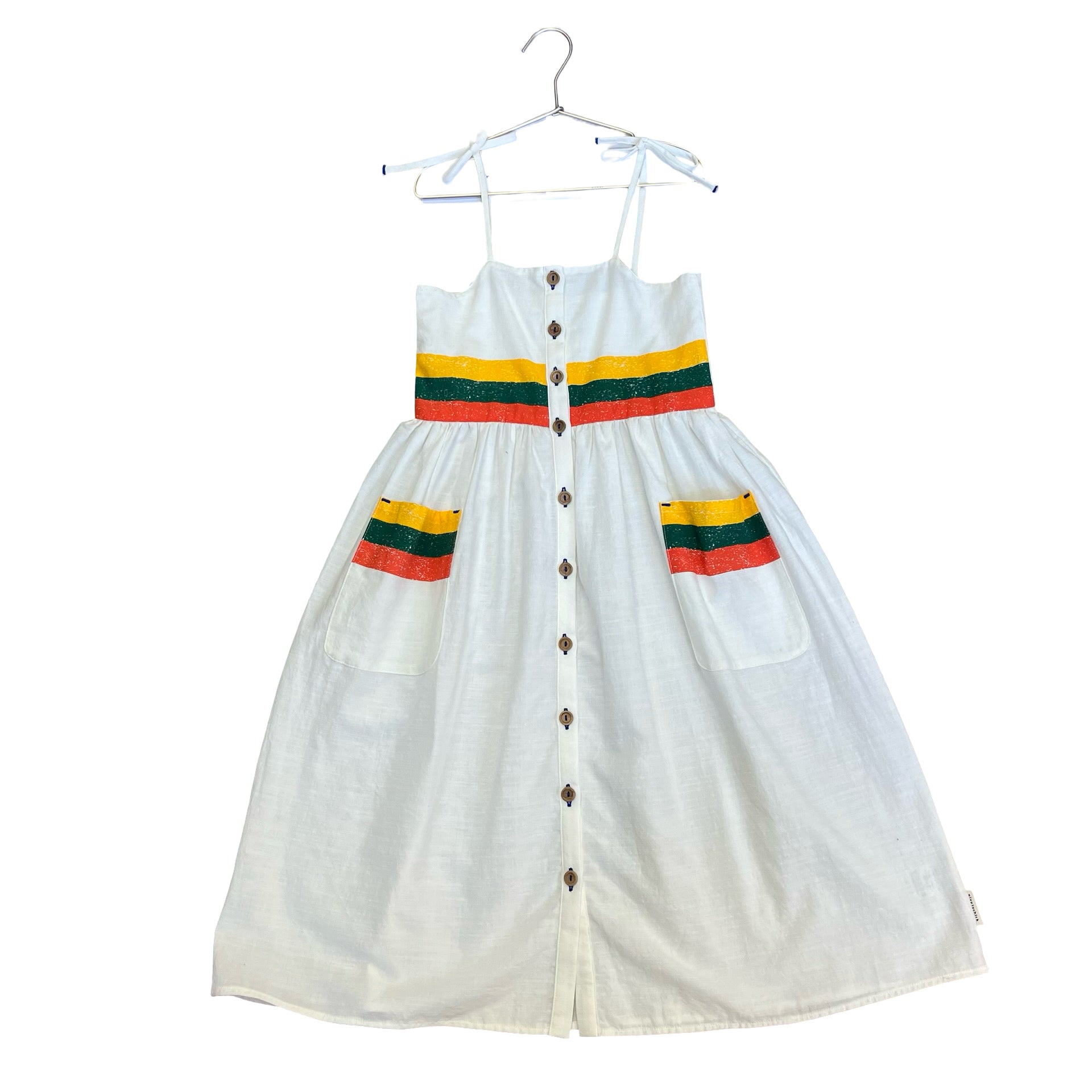 Piupiuchick Ivory, Yellow, Green, Orange Striped Dress - Size 8Y