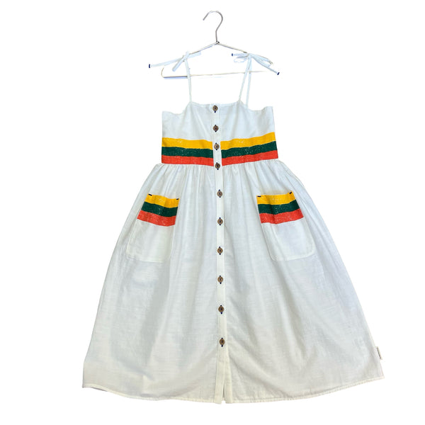 Piupiuchick Ivory, Yellow, Green, Orange Striped Dress - Size 8Y