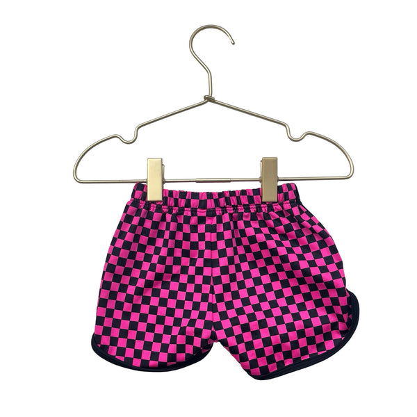 George Hats Hot Pink & Black Check Swim Shorts - Size 18-24 Mo
