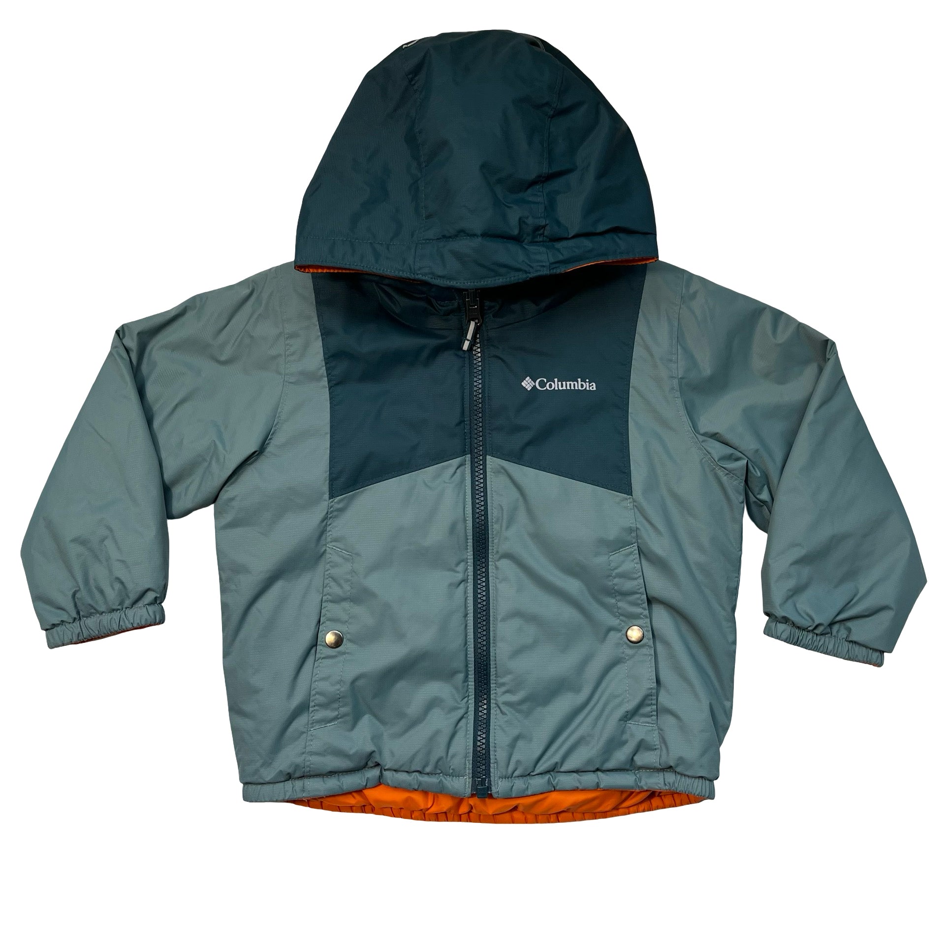 Columbia Teal & Orange Reversible Hooded Jacket - Size 3