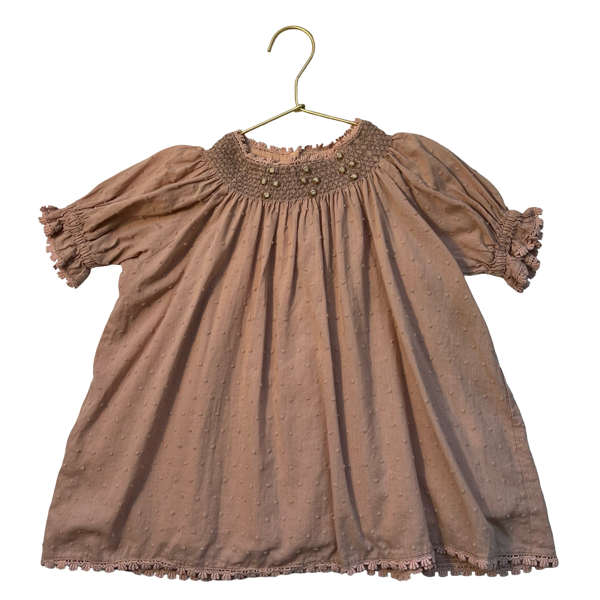 Noralee Dusty Peach Dot Smocked Dress - Size 2T