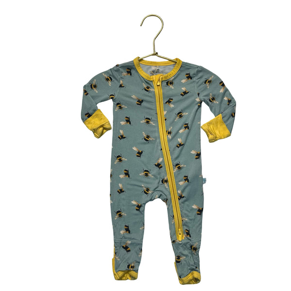 Posh Peanut Sage Green Bee Print One-Piece PJs -  Newborn