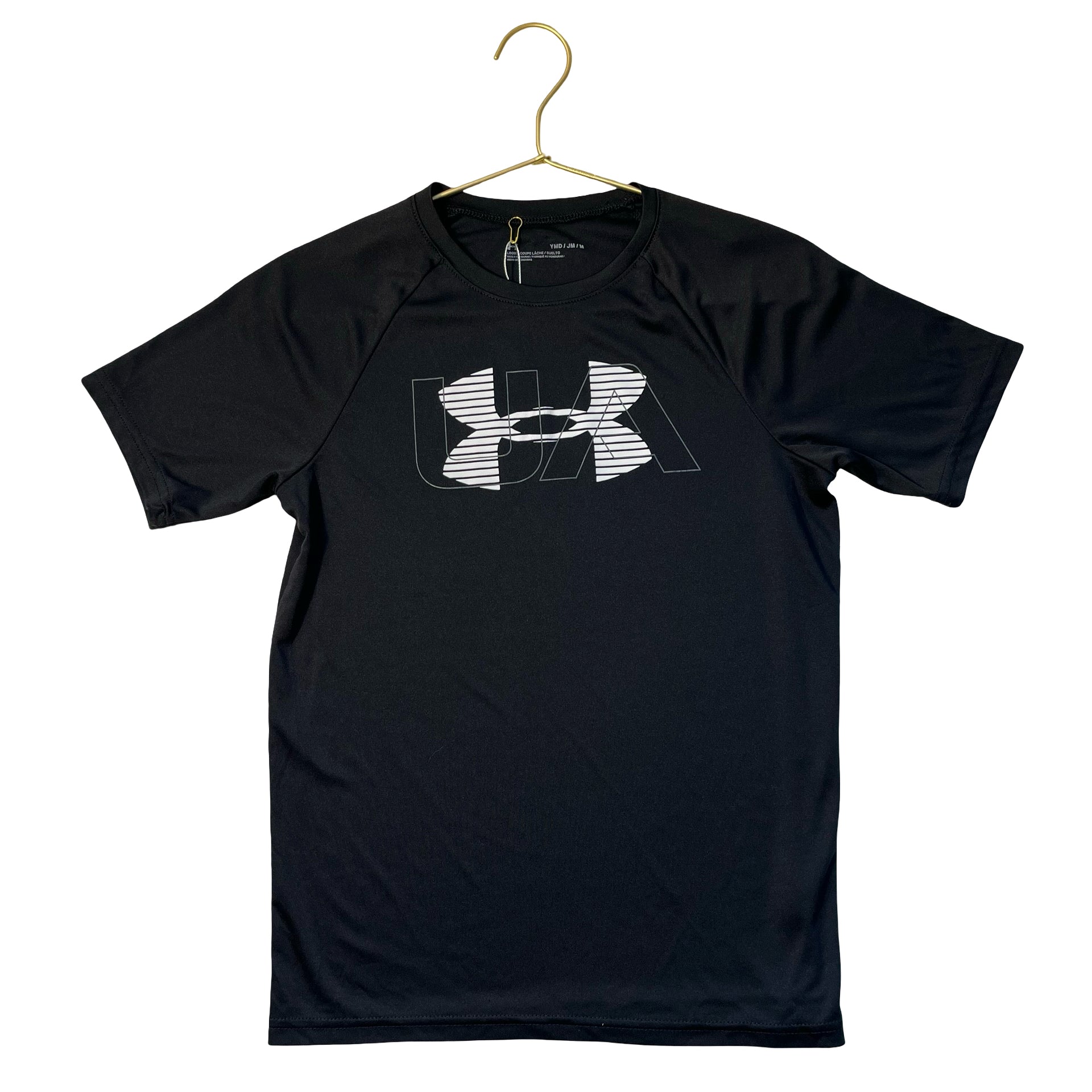 Under Armour Black & White Logo Athletic T-Shirt - Size YMD 10-12
