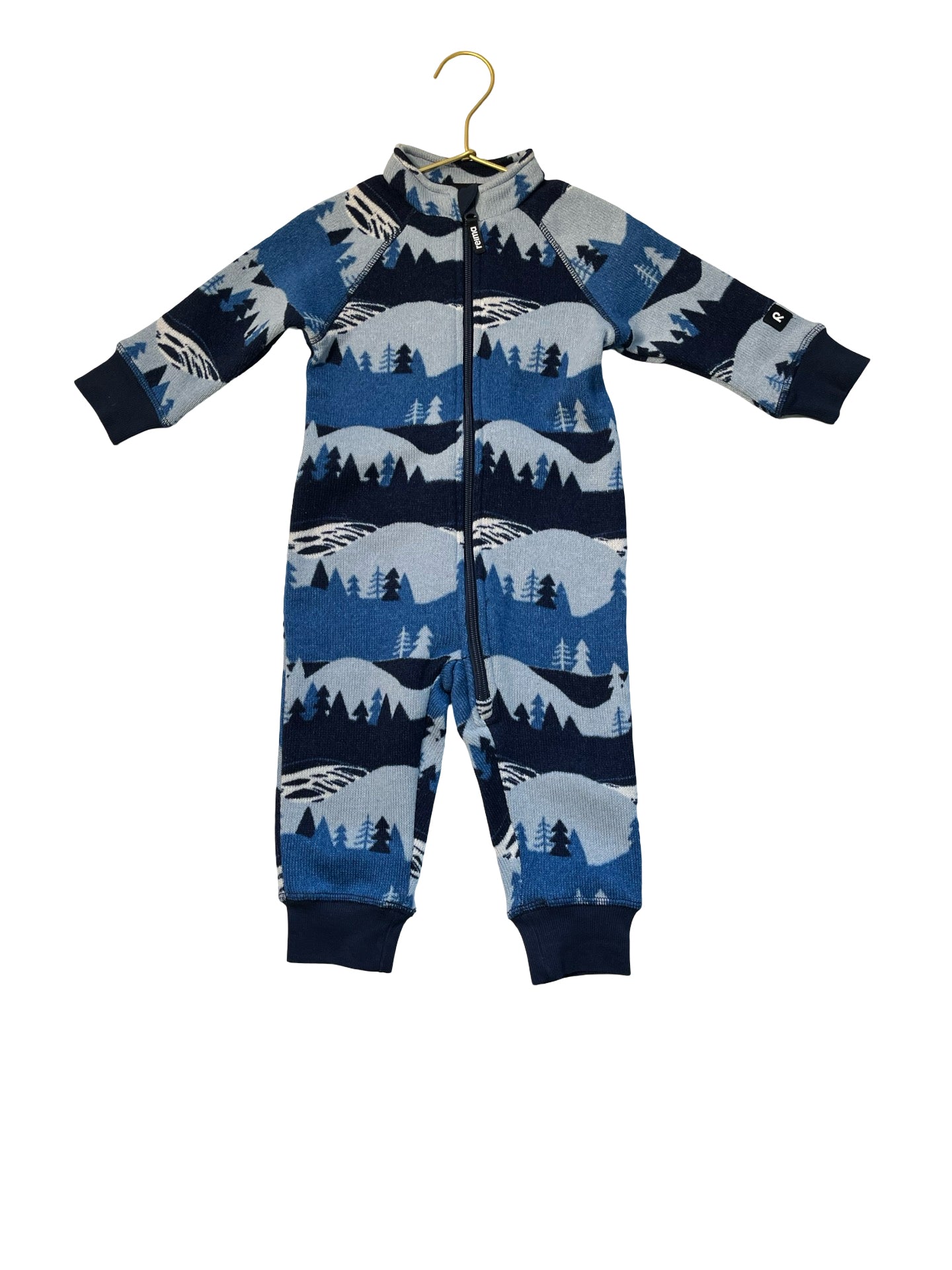 Reima Blue Mountain Print Knit Fleece One-Piece - Size 80 (12-18 Mo)