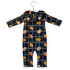 Monica + Andy Navy Football Print Hooded One-Piece - Size 6-9 Mo