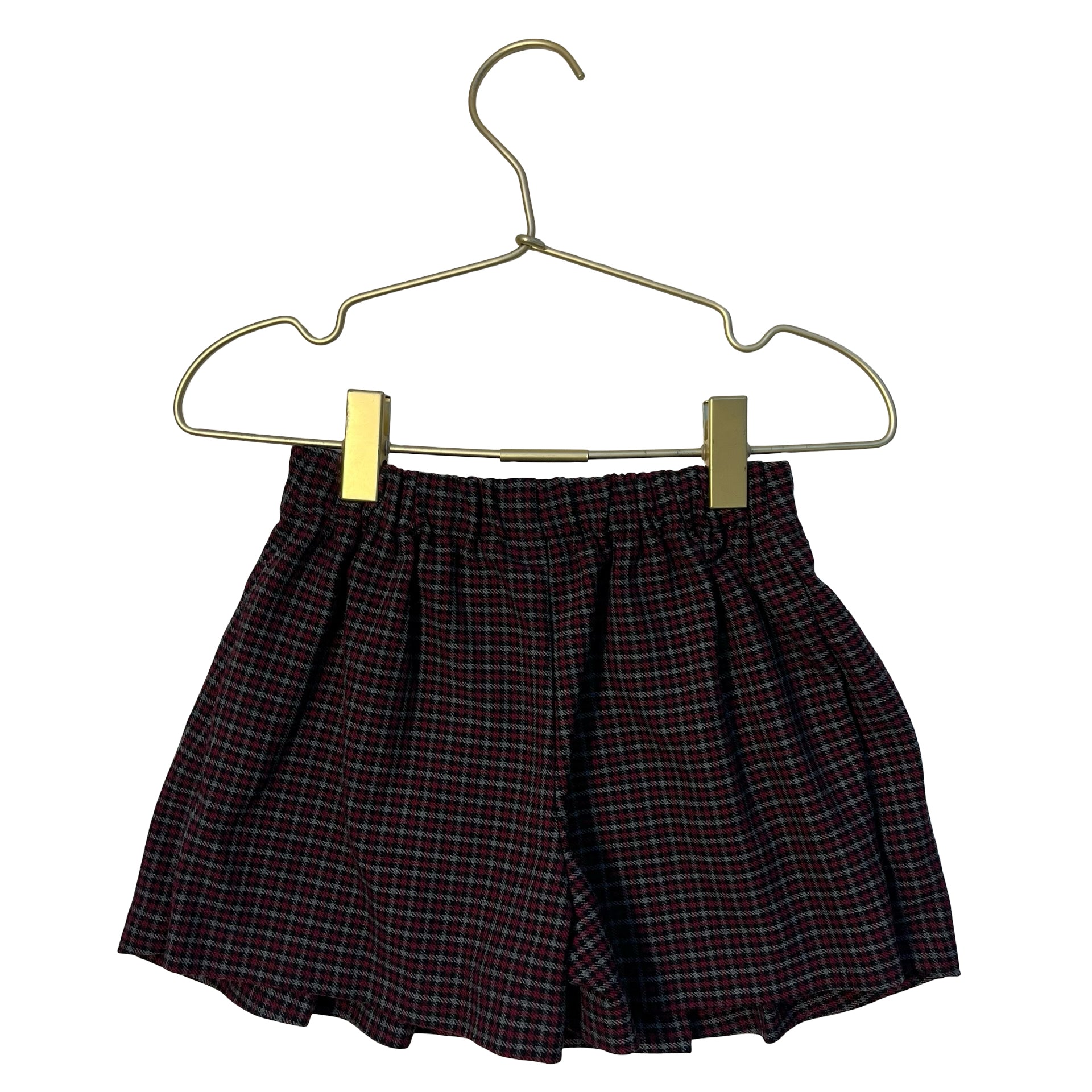 Zara Red, Gray, Black Check Flannel Pleated Skort Shorts - Size 4