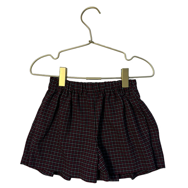 Zara Red, Gray, Black Check Flannel Pleated Skort Shorts - Size 4