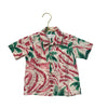 Zara Ivory, Red & Green Tropical Leaf Button Down Shirt  - Size 18 Months