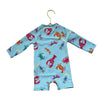 Janie and Jack Light Blue Lobster Print Swim Suit Romper - Size 3-6 Mo