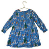 Mini Boden Blue Animal Village Print Smocked Christmas Dress - Size 3-4Y