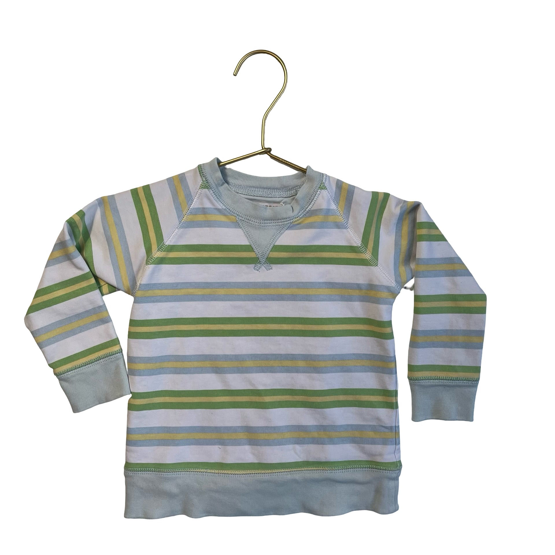 Beaufort Bonnet White, Green, Blue, Yellow Striped Shirt - Size 12-18 Mo