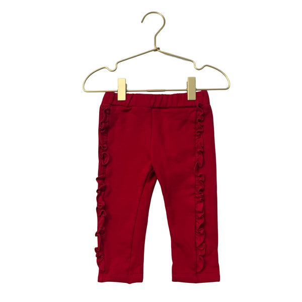 Bella Bliss Red Fleece-Lined Ruffle Pants - Size 18 Mo