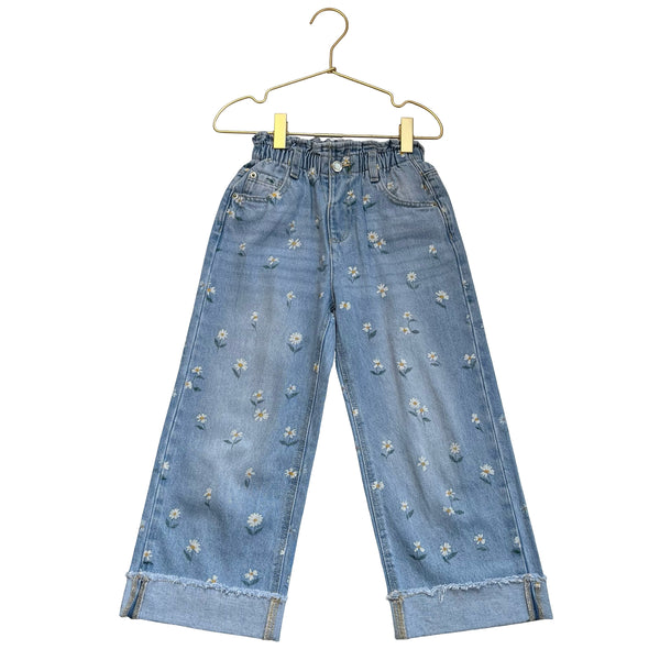Zara Daisy Print Denim Jeans - Size 6
