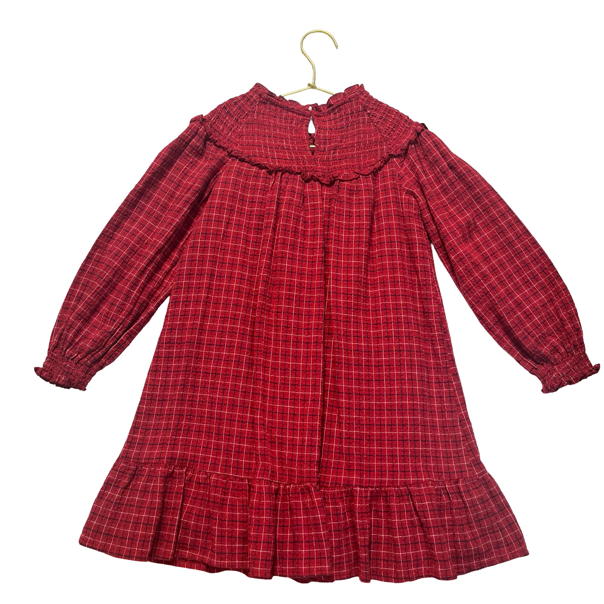 Zara Red Plaid Smocked Dress - Size 9