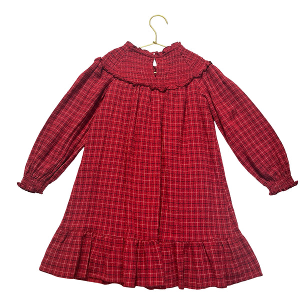 Zara Red Plaid Smocked Dress - Size 9