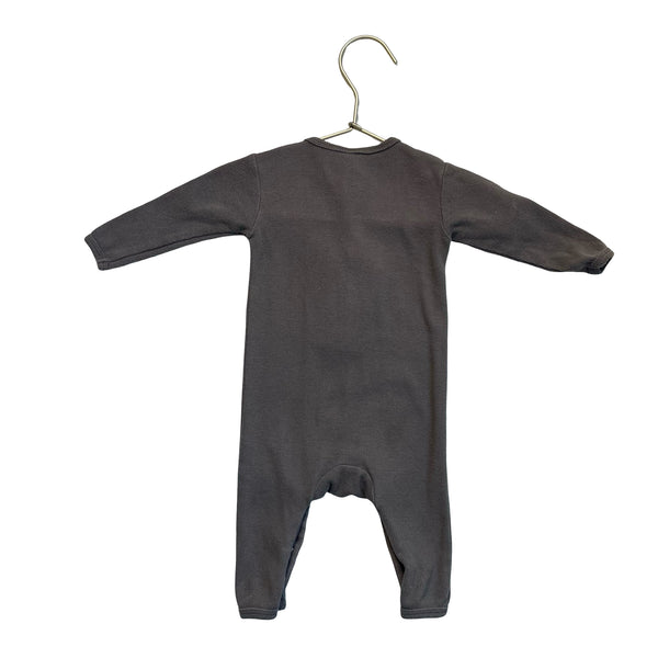 Quincy Mae Gray Ribbed Henley One-Piece - Size 0-3 Mo