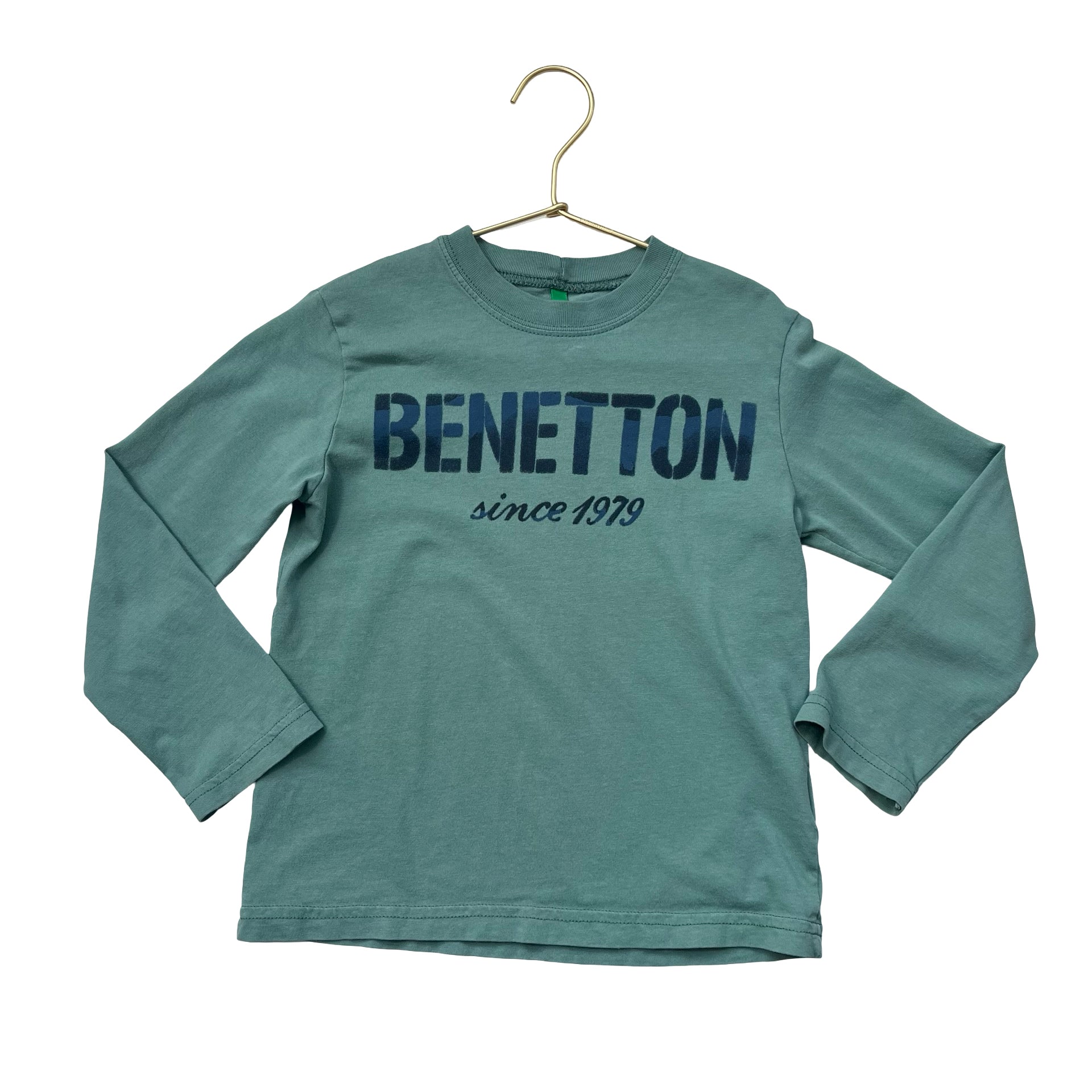 United Colors of Benetton Green Logo Shirt - Size S 6-7