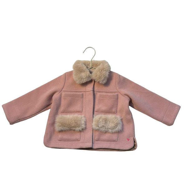 Pink Chicken Pink Jacket, Faux Fur Trim - Size 2Y