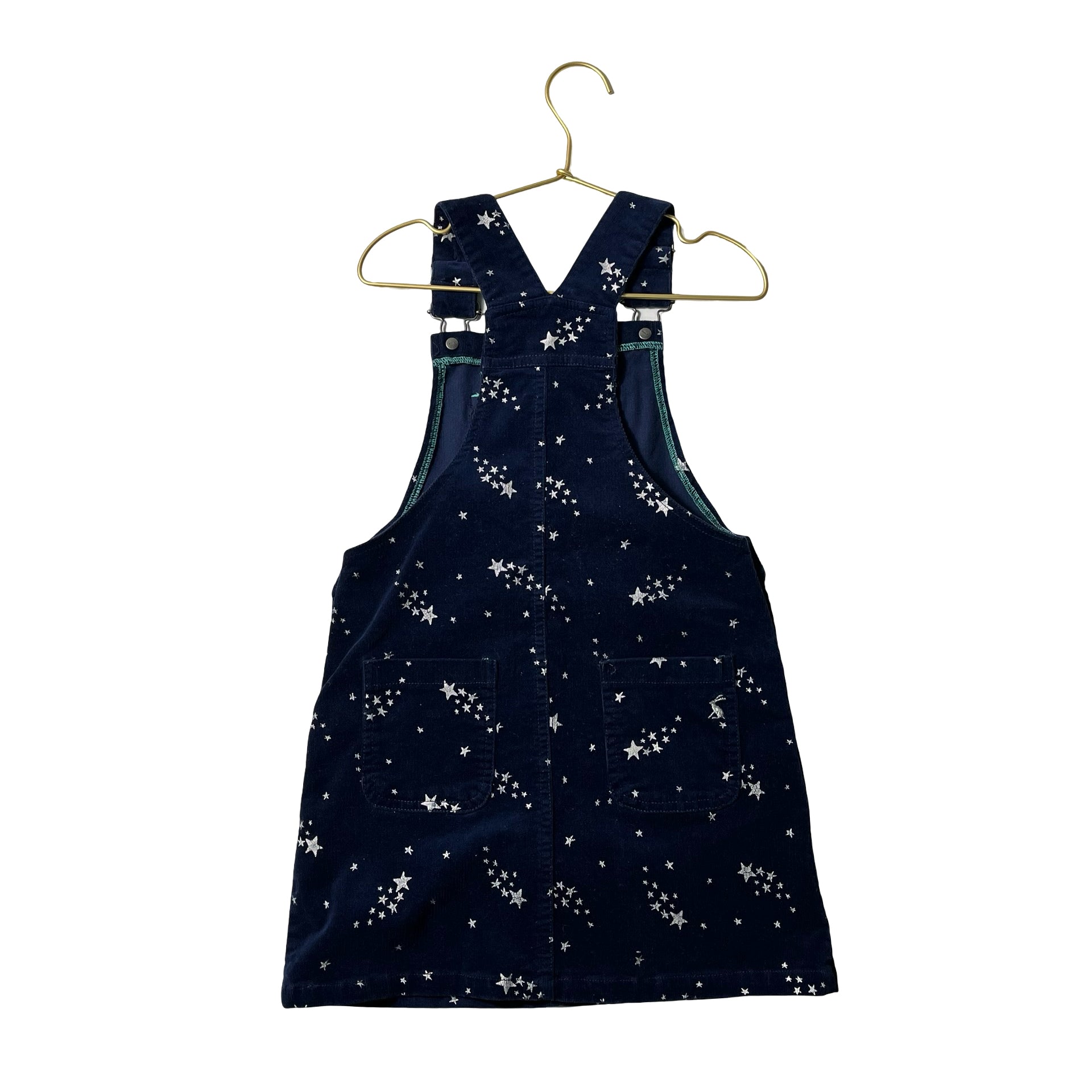 Joules Navy Corduory & Silver Star Overall Dress - Size 6Y
