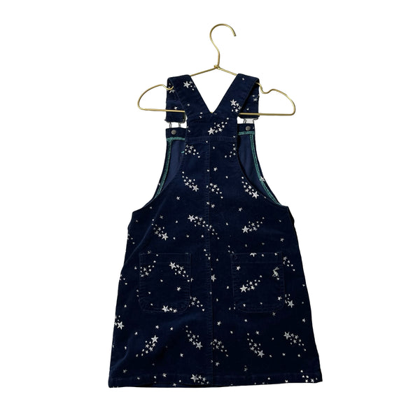 Joules Navy Corduory & Silver Star Overall Dress - Size 6Y