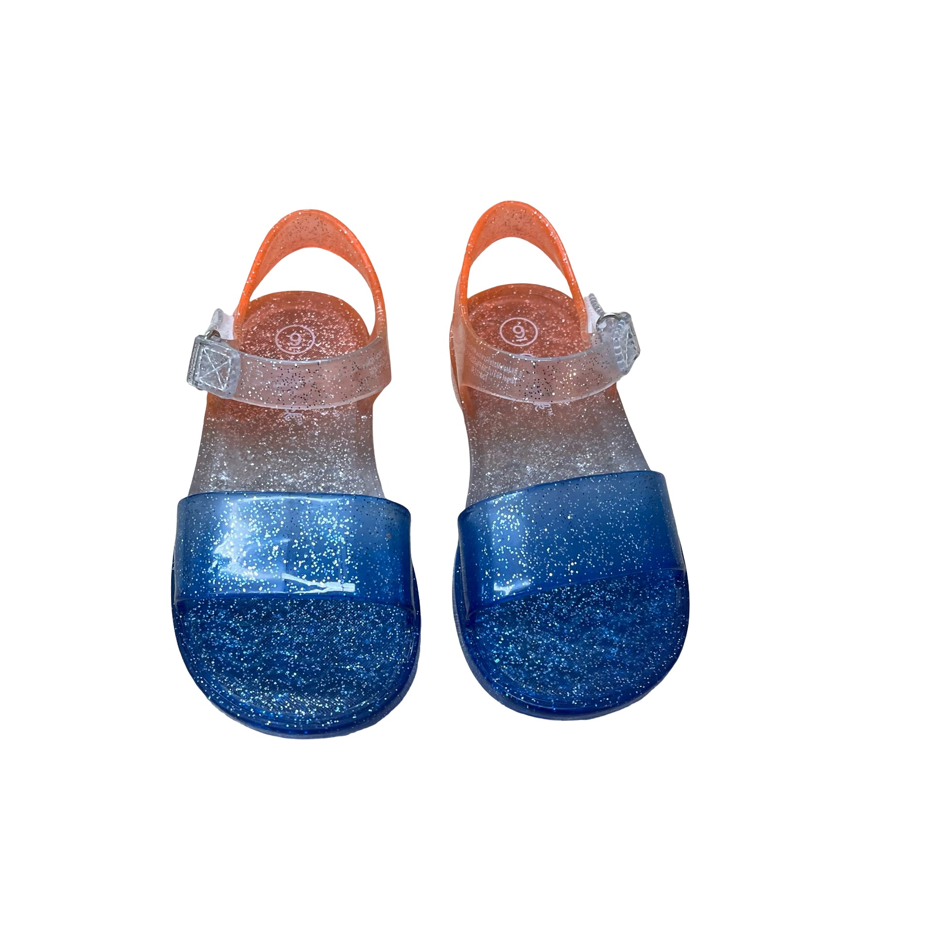 Cat & Jack Clear, Blue, Orange Glitter Jelly Sandals - Size 9