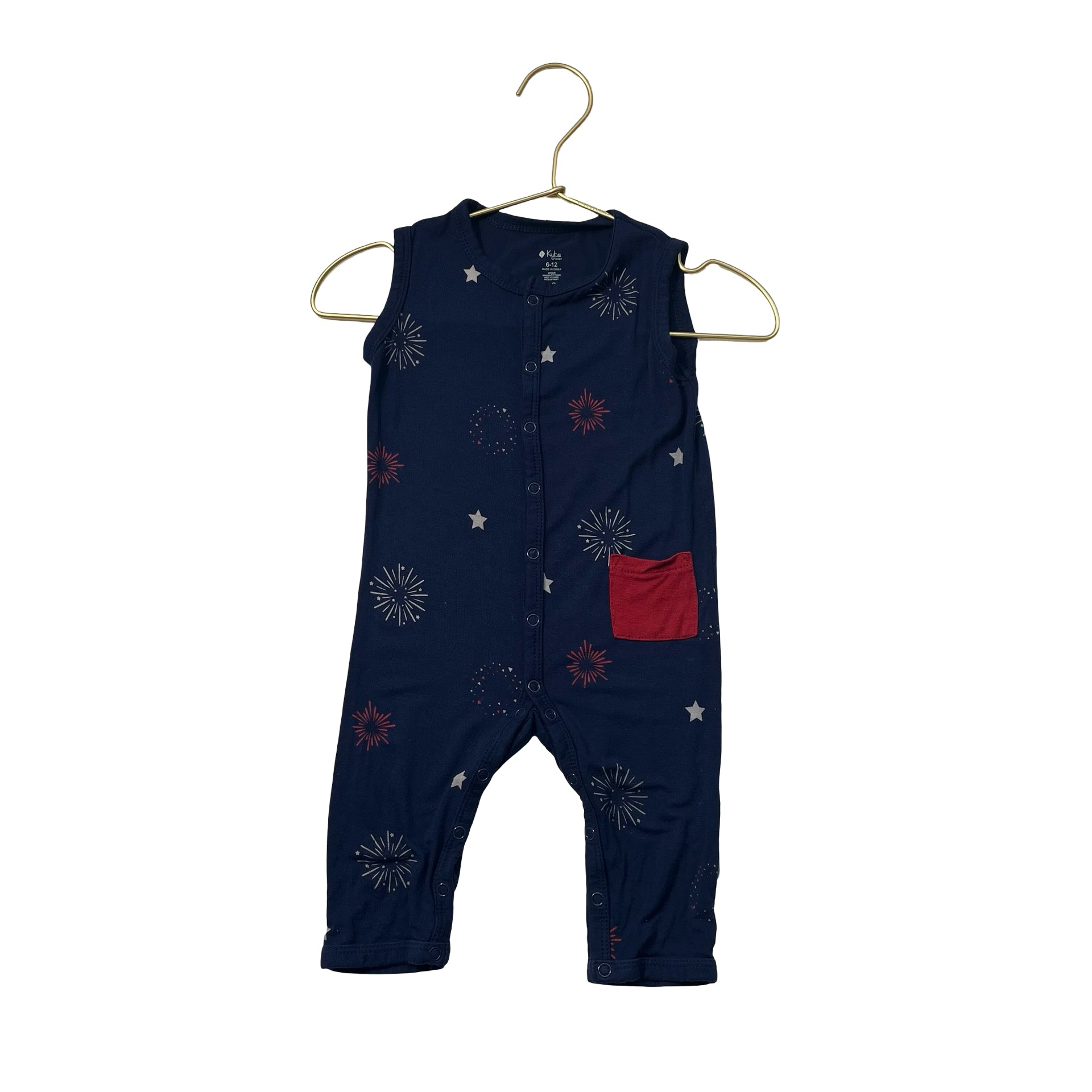 Kyte Navy Fireworks Print One-Piece Romper - Size 6-12 Mo