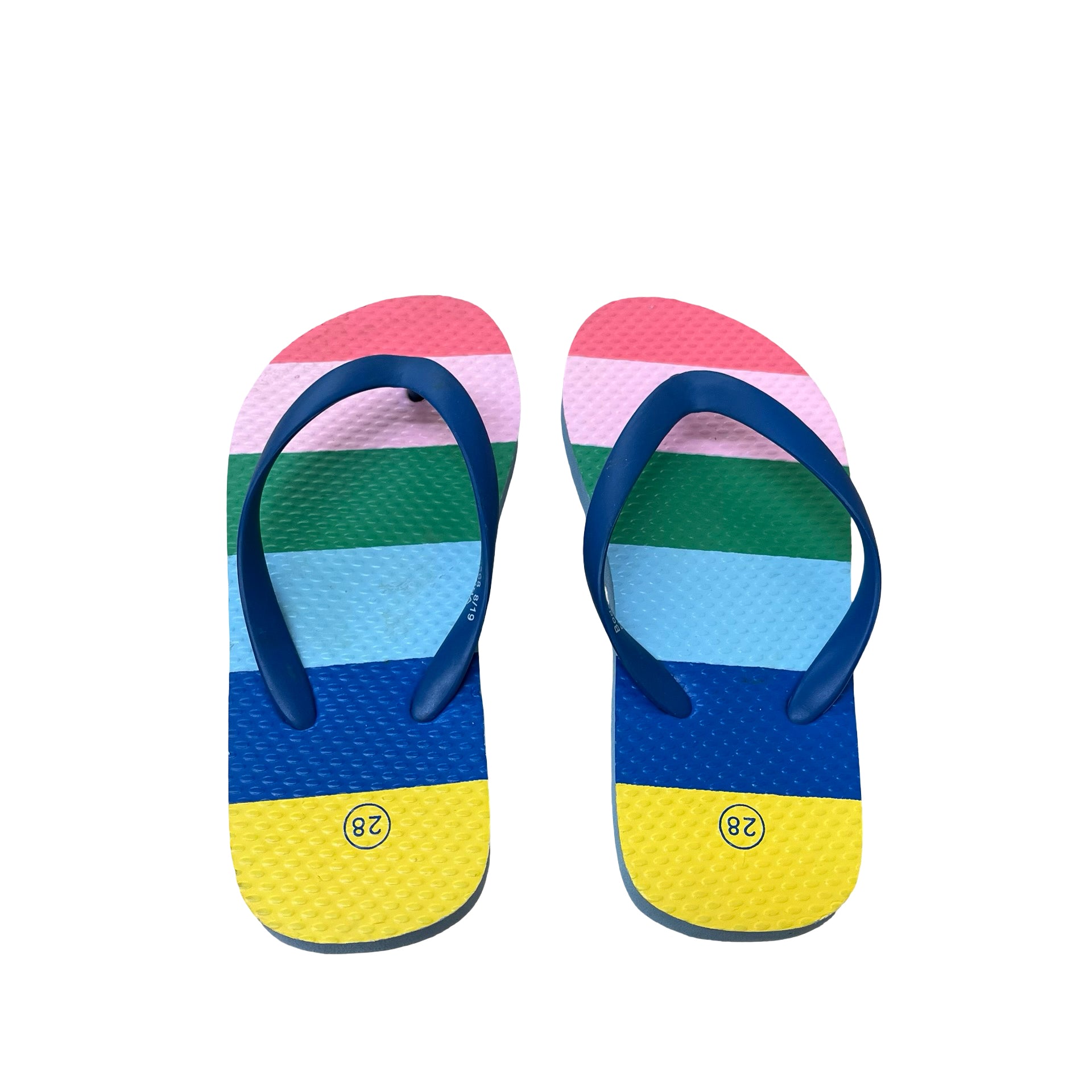 Boden Blue & Rainbow Striped Flip-Flop Sandals - Size 28 (11)