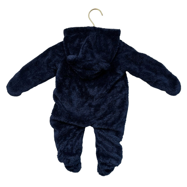 Magnetic Me Navy Sherpa One-Piece Footed Bunting - Size 0-3 Mo