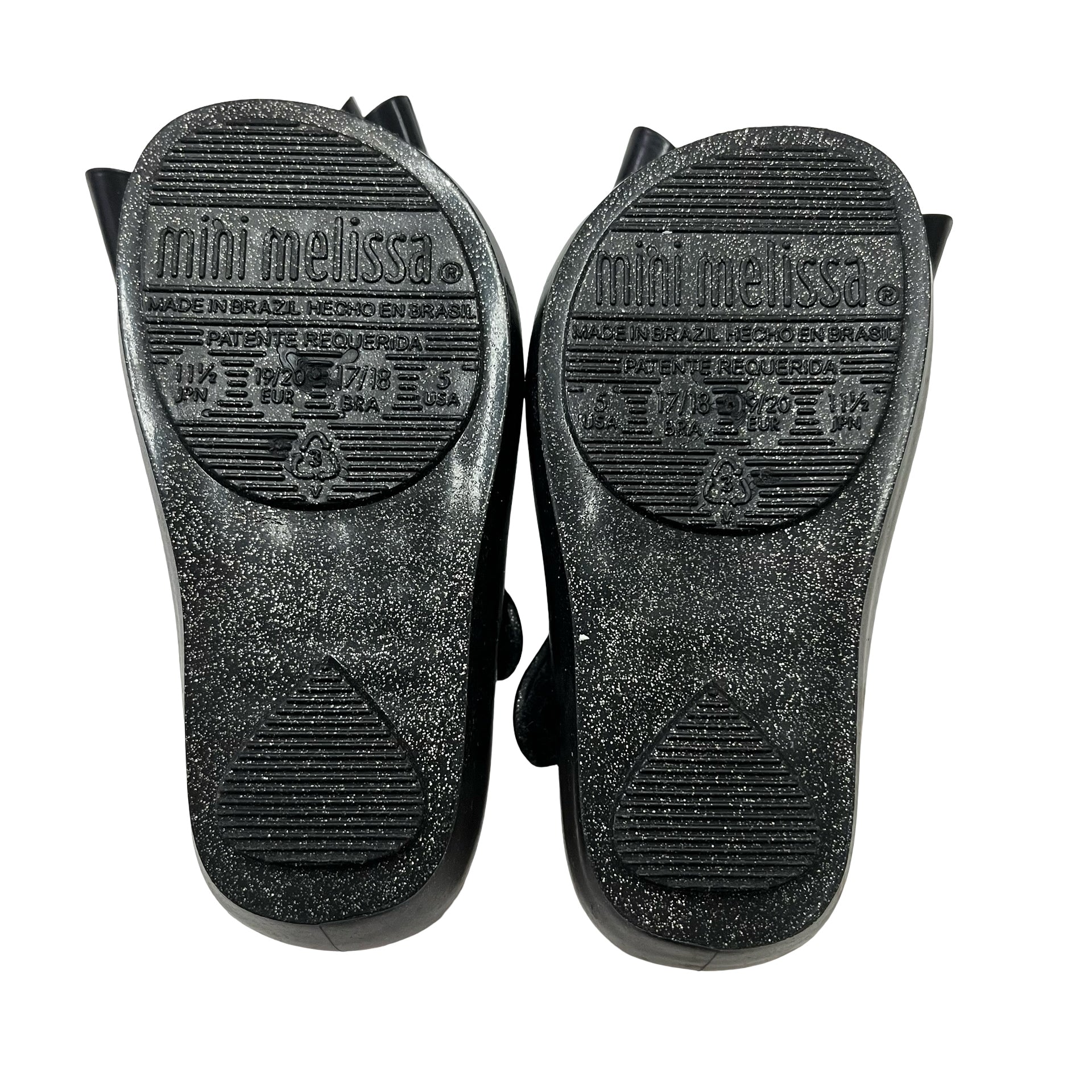 Mini Melissa Black Sparkle Bow Shoes - Size 5