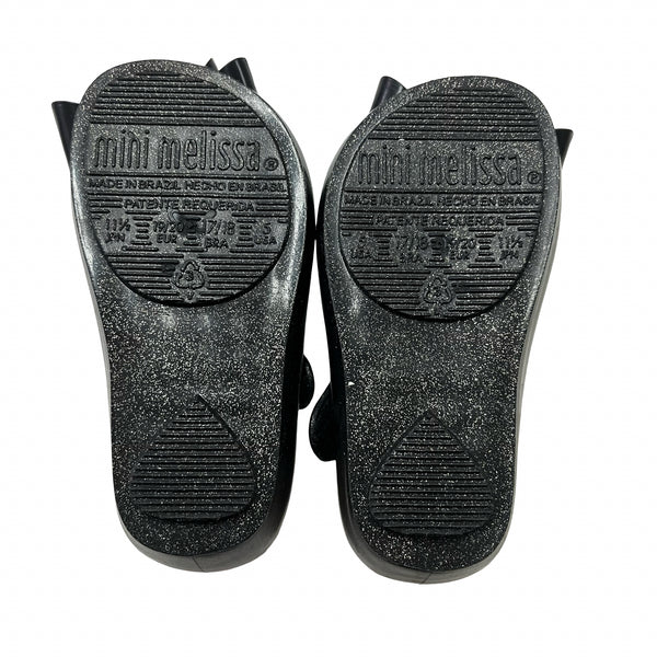Mini Melissa Black Sparkle Bow Shoes - Size 5