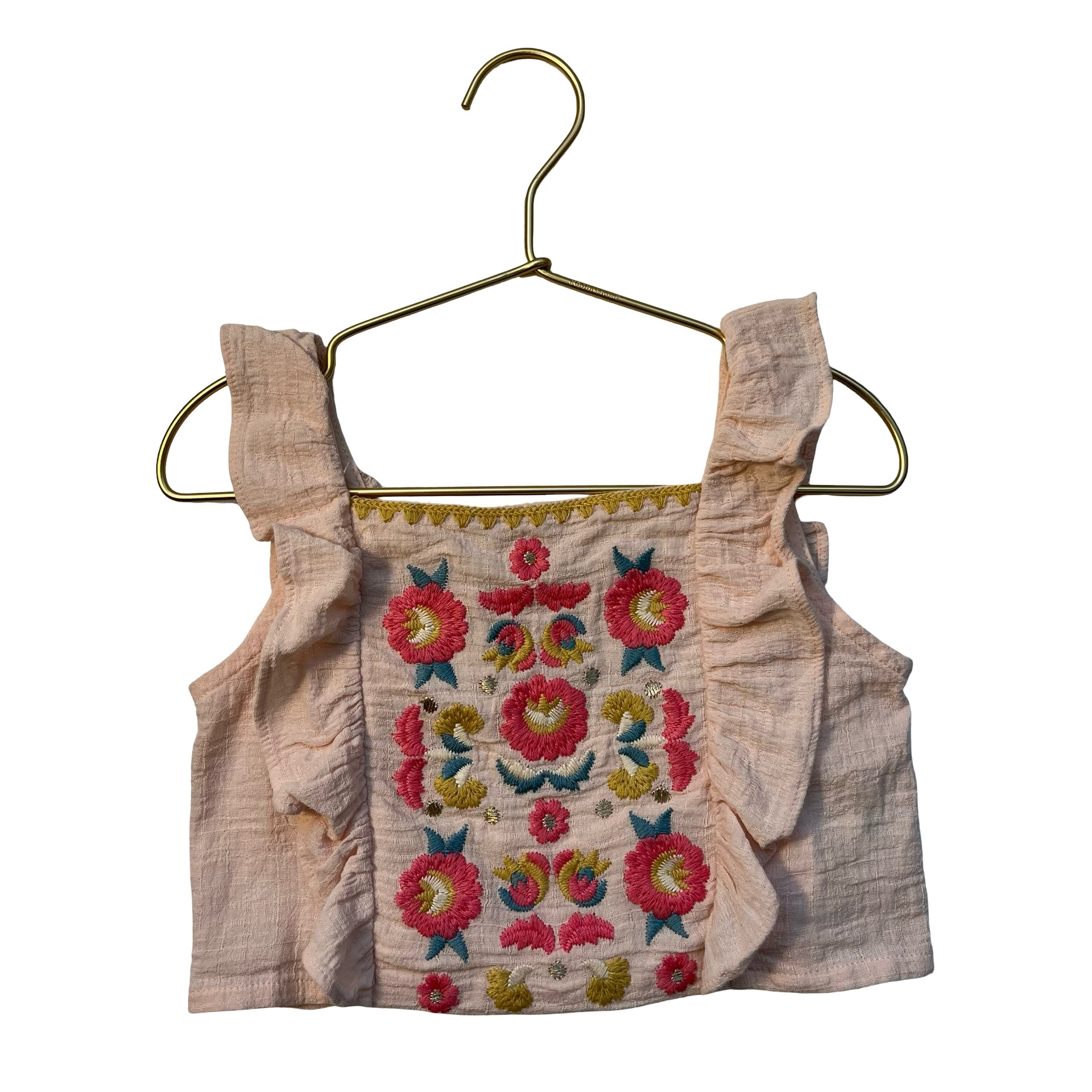 Louise Misha Peach Embroidered Top - Size 5Y