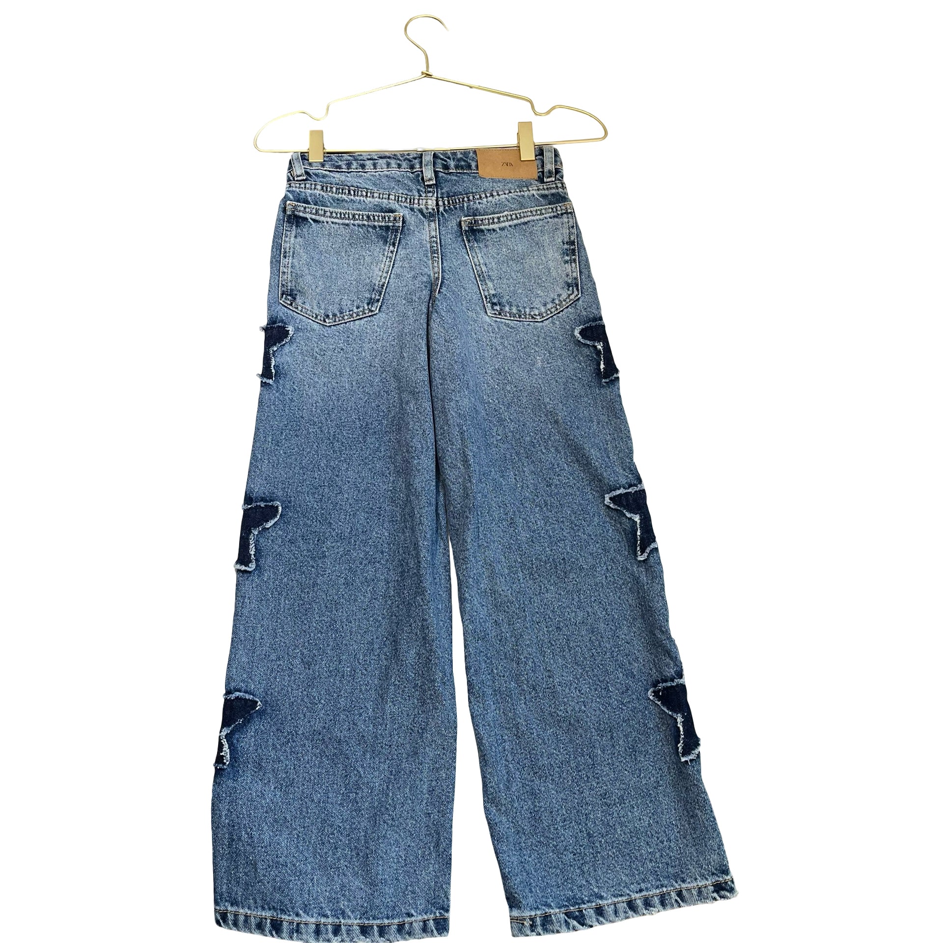 Zara Denim Star Patch Wide-Leg Jeans - Size 9-10
