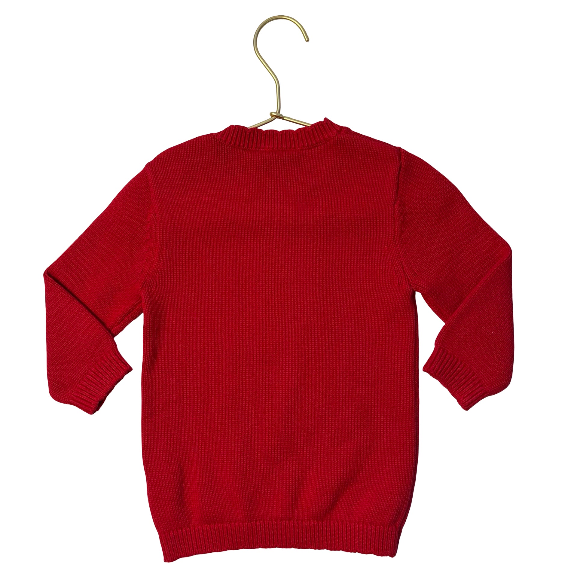 Stitchy Fish Red Cotton Christmas Tree Sweater - Size 18 Mo
