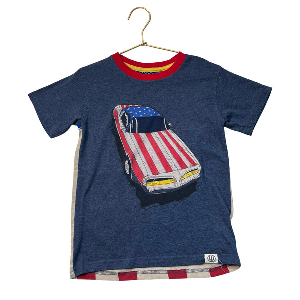 Wes and Willy USA Flag Car Graphic T-Shirt - Size 4
