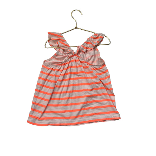 Crewcuts Neon Coral Striped Top - Size 6-7