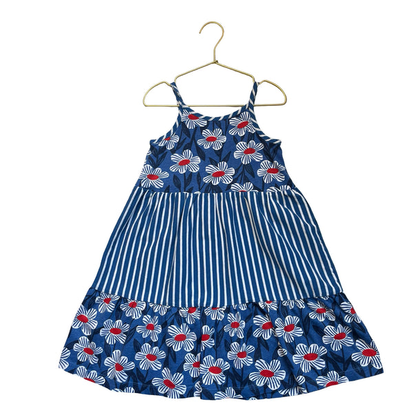 Hanna Andersson Blue Stripe & Flower Print Dress - Size 5