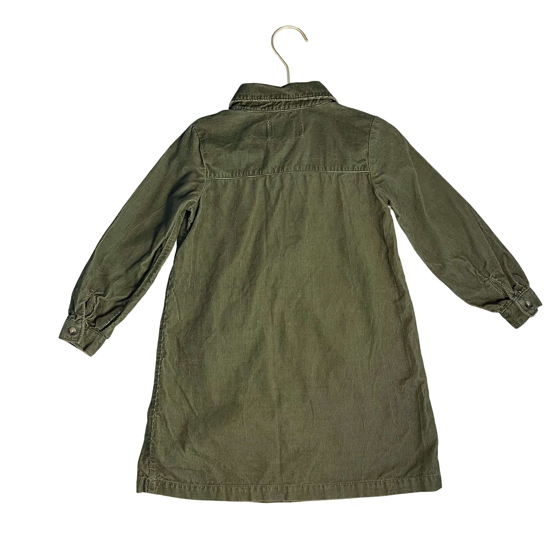 Old Navy Olive Green Corduroy Shirt Dress - Size 4T