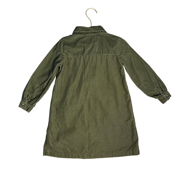 Old Navy Olive Green Corduroy Shirt Dress - Size 4T