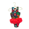 Cat & Jack Black Flower Print & Neon Tulle Swim Suit - Size 4T