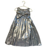 Zara Silver Metallic Pleated Bow Dress - Size 8