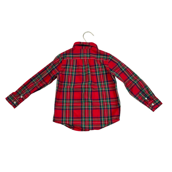 Janie and Jack Red Tartan Plaid Button Down Shirt - Size 3