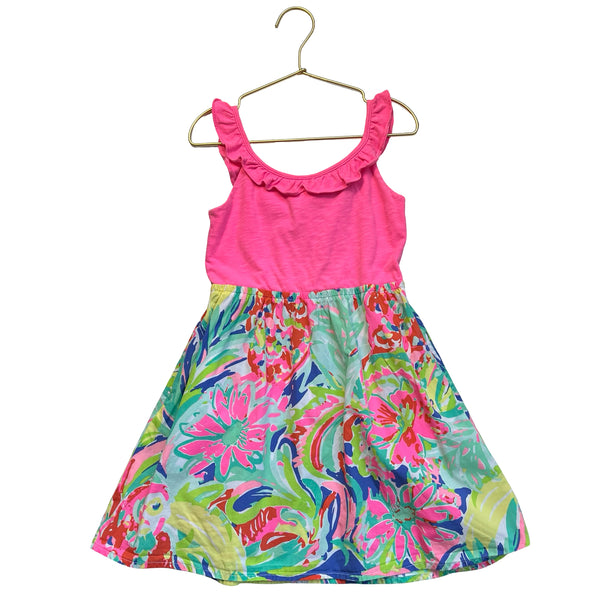 Lilly Pulitzer Bright Pink & Multi-Color Flower Print Dress - Size M 6-7