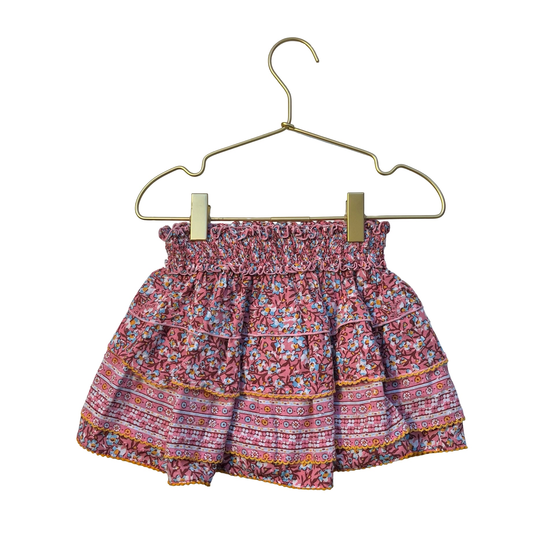 Poupette St Barth Pink Mixed Print Tiered Skirt - Size 4