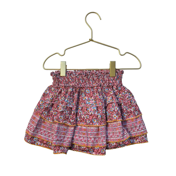 Poupette St Barth Pink Mixed Print Tiered Skirt - Size 4