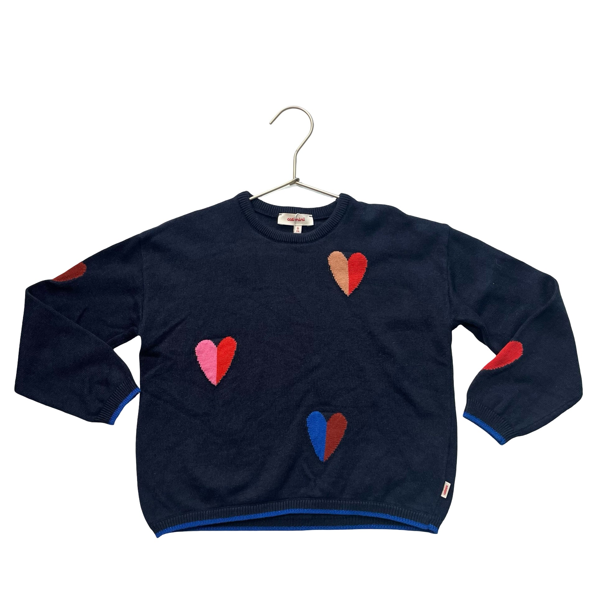 Catimini Navy Heart Sweater - Size 6