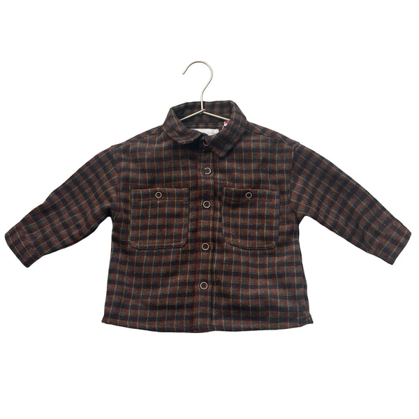 Zara Brown, Navy, Red, Yellow Plaid Flannel Shacket Shirt - Size 1.5Y