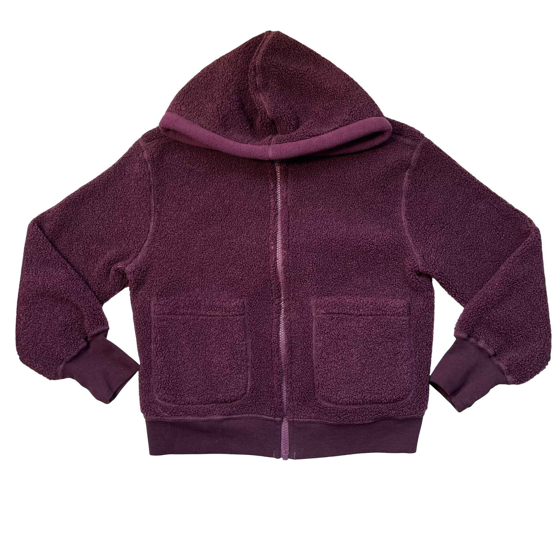 Zella Plum Revesible Fleece & Sherpa Hooded Jacket - Size S 7-8