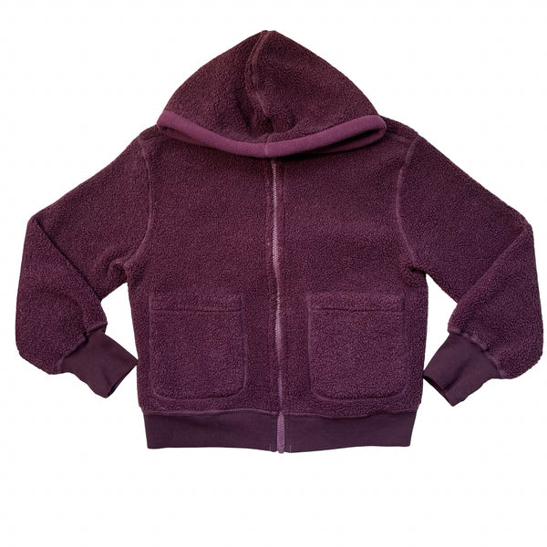 Zella Plum Revesible Fleece & Sherpa Hooded Jacket - Size S 7-8